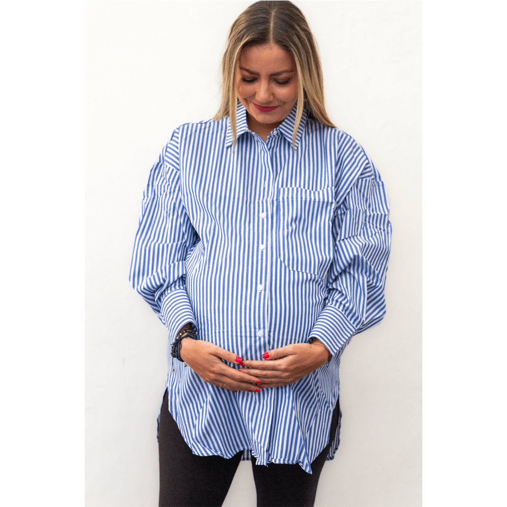 CAMISA OVERSIZE MANGA LARGA AZUL